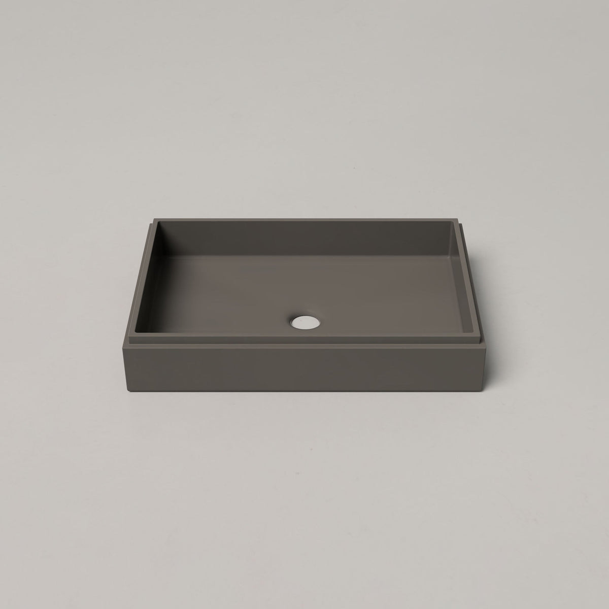 Nood Co Stepp Rectangle Concrete Basin in Mid Tone Grey | Nood Co
