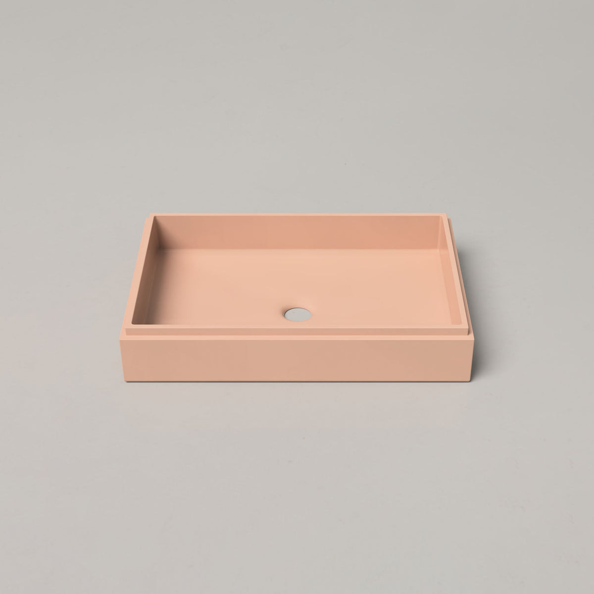 Nood Co Stepp Rectangle Concrete Basin in Pastel Peach | Nood Co