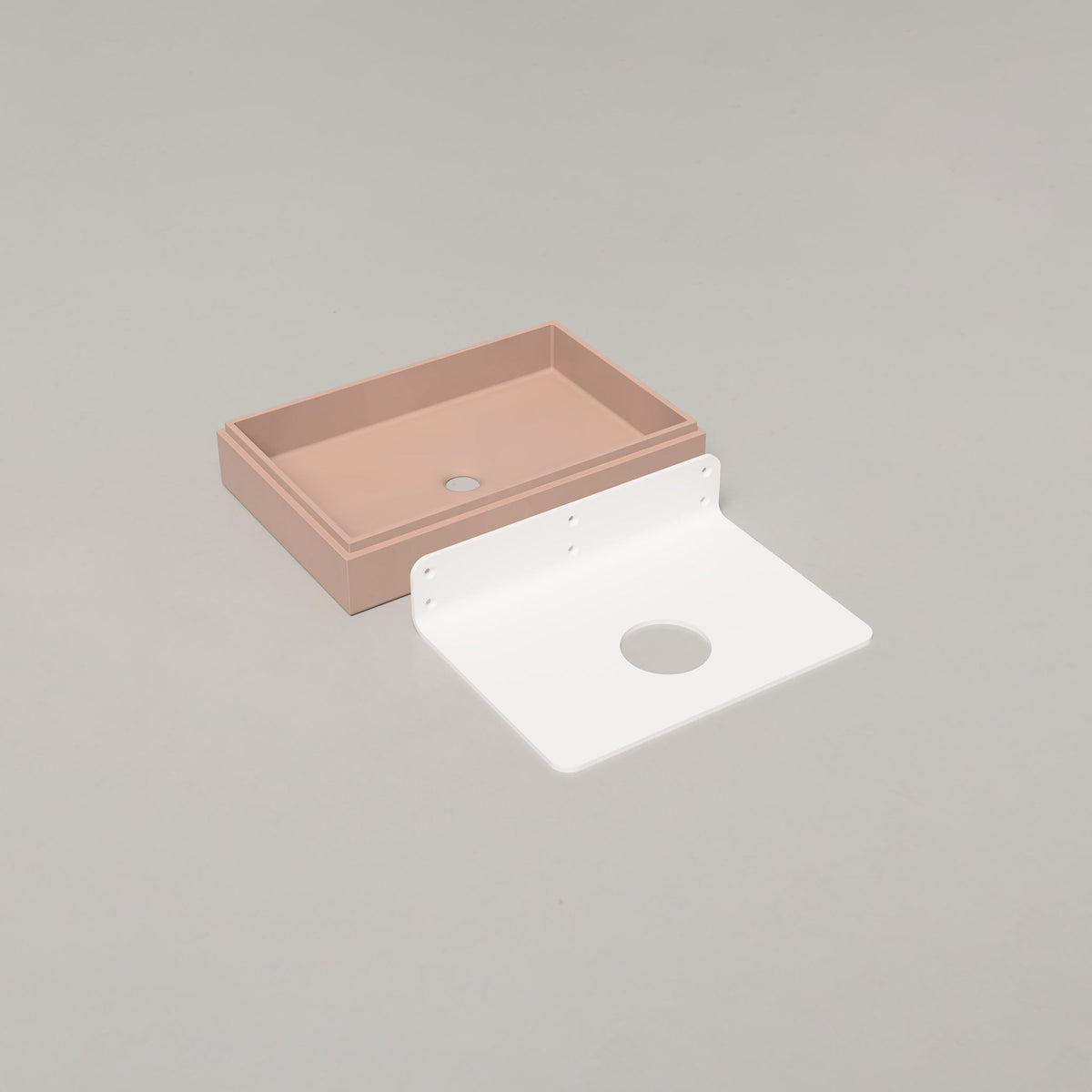 Nood Co Stepp Rectangle Concrete Basin in Blush Pink | Nood Co