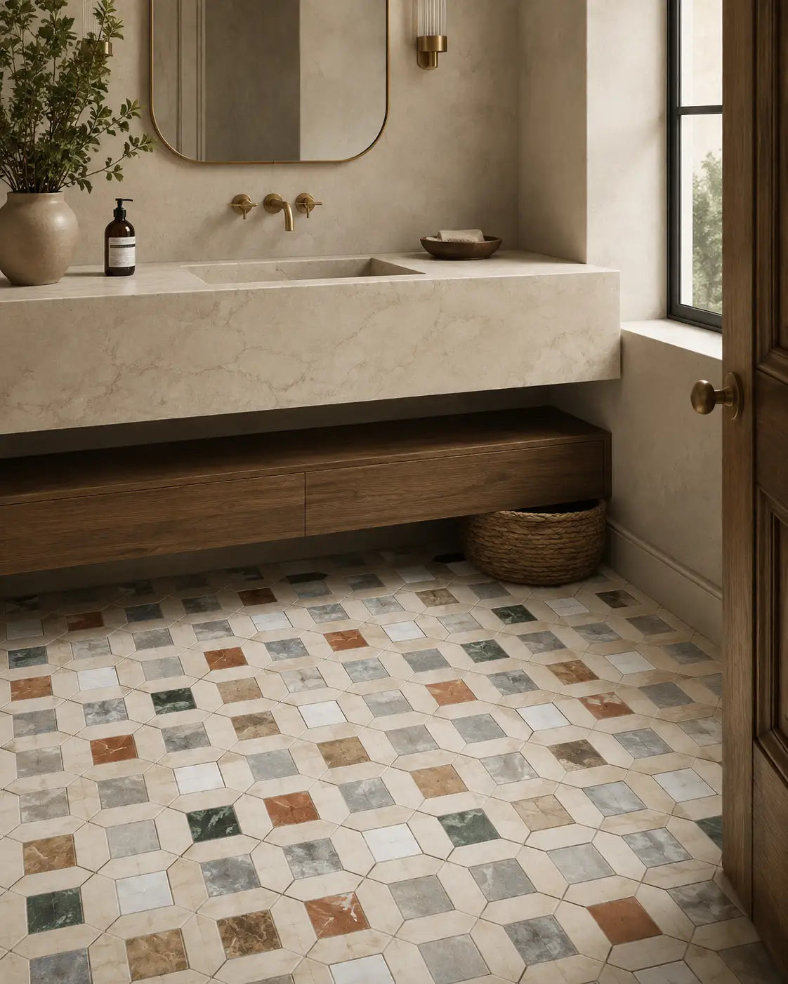 Safi Honed Natural Stone Marble Mosaic Set
