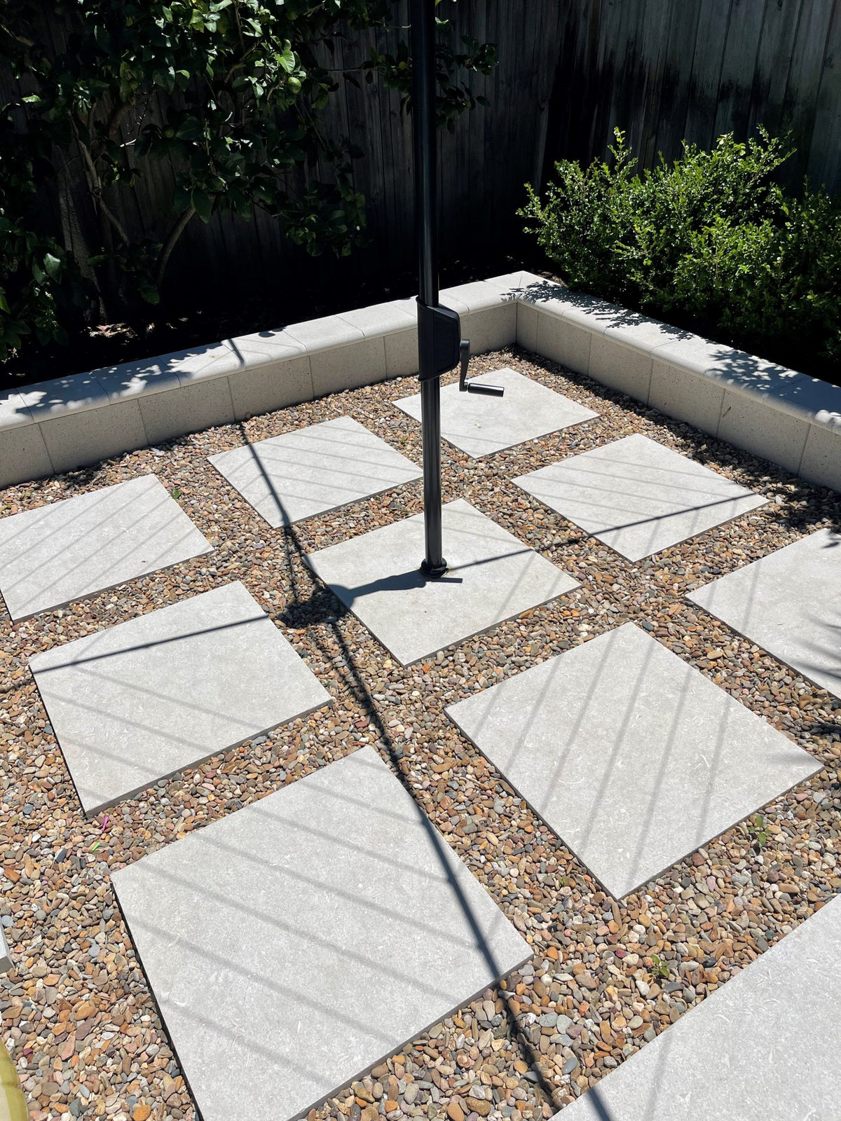 Seagrass Flamed & Tumbled Marble Tile, outdoor setting