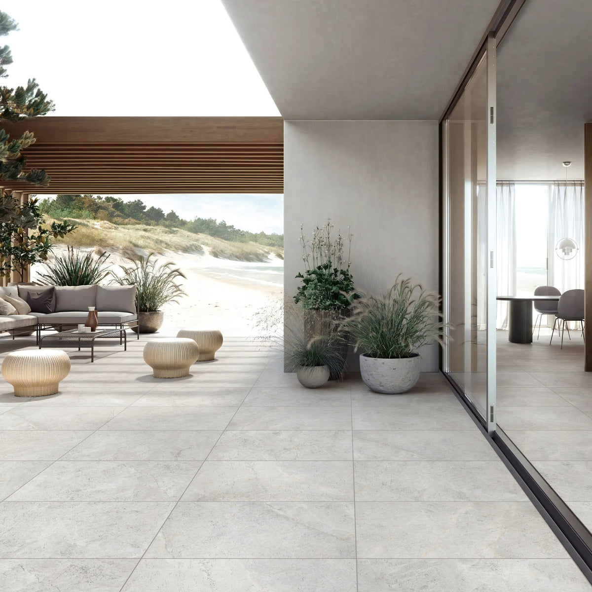 Tundra Extra Porcelain Bullnose Tile 400x600x20mm in Silver