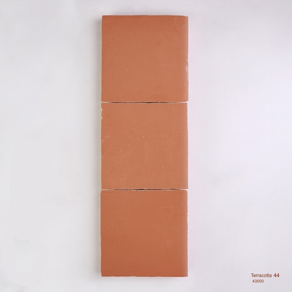 Zellige Moroccan Square Handmade Tiles in Terracotta, Glazed finish