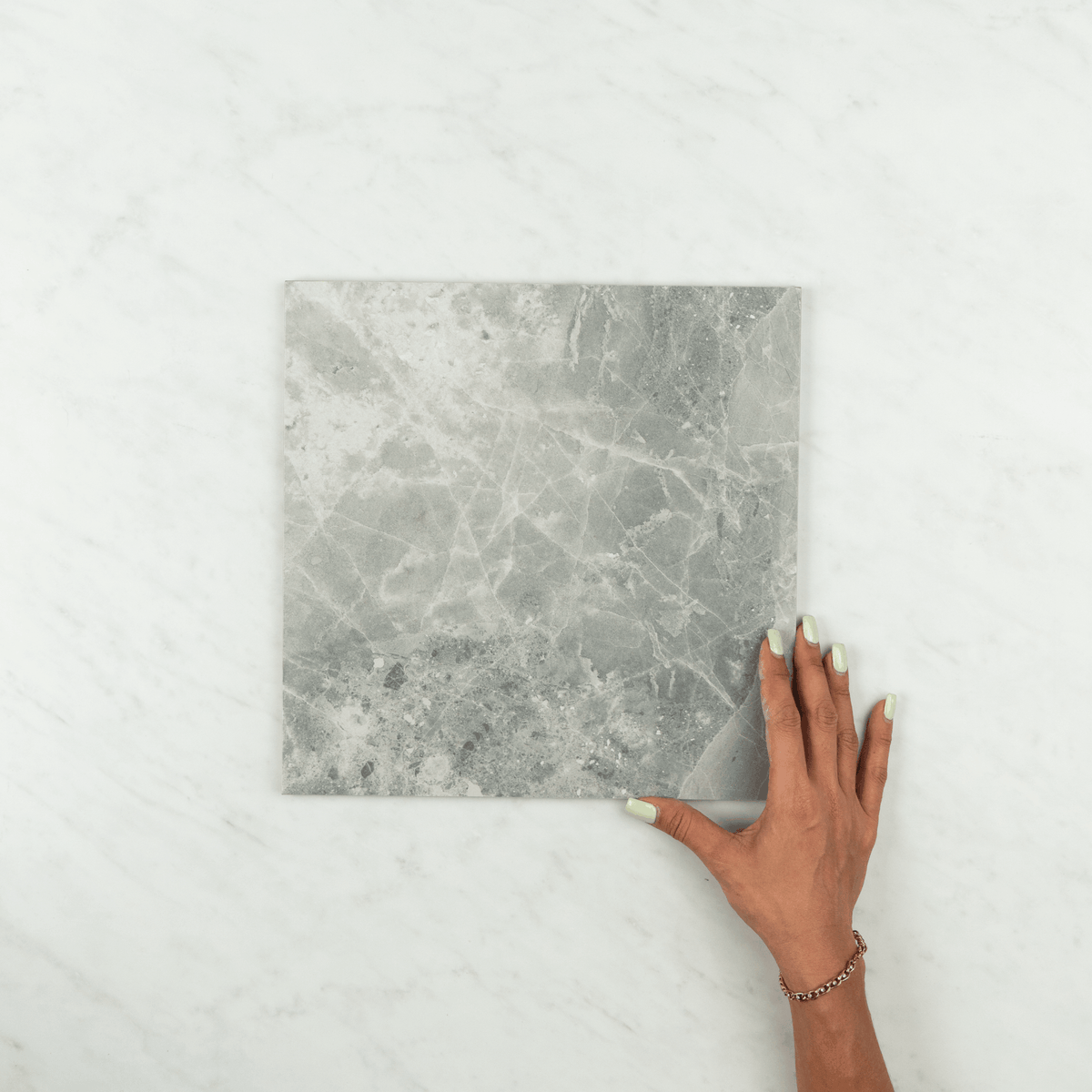 Tundra Stone Marble Look Porcelain Tile in Blue, Matt finish