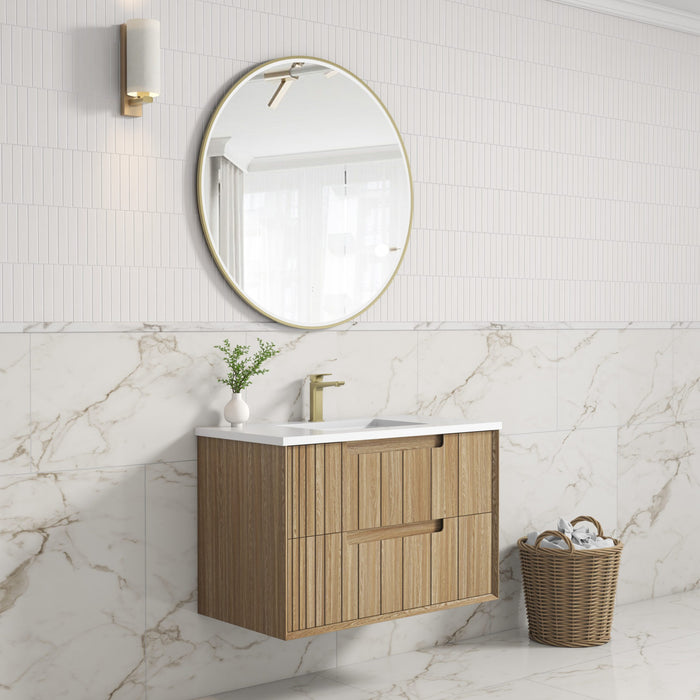 Aulic Voulari Framed Wall Hung Vanity 900mm - Harvest Oak | Aulic
