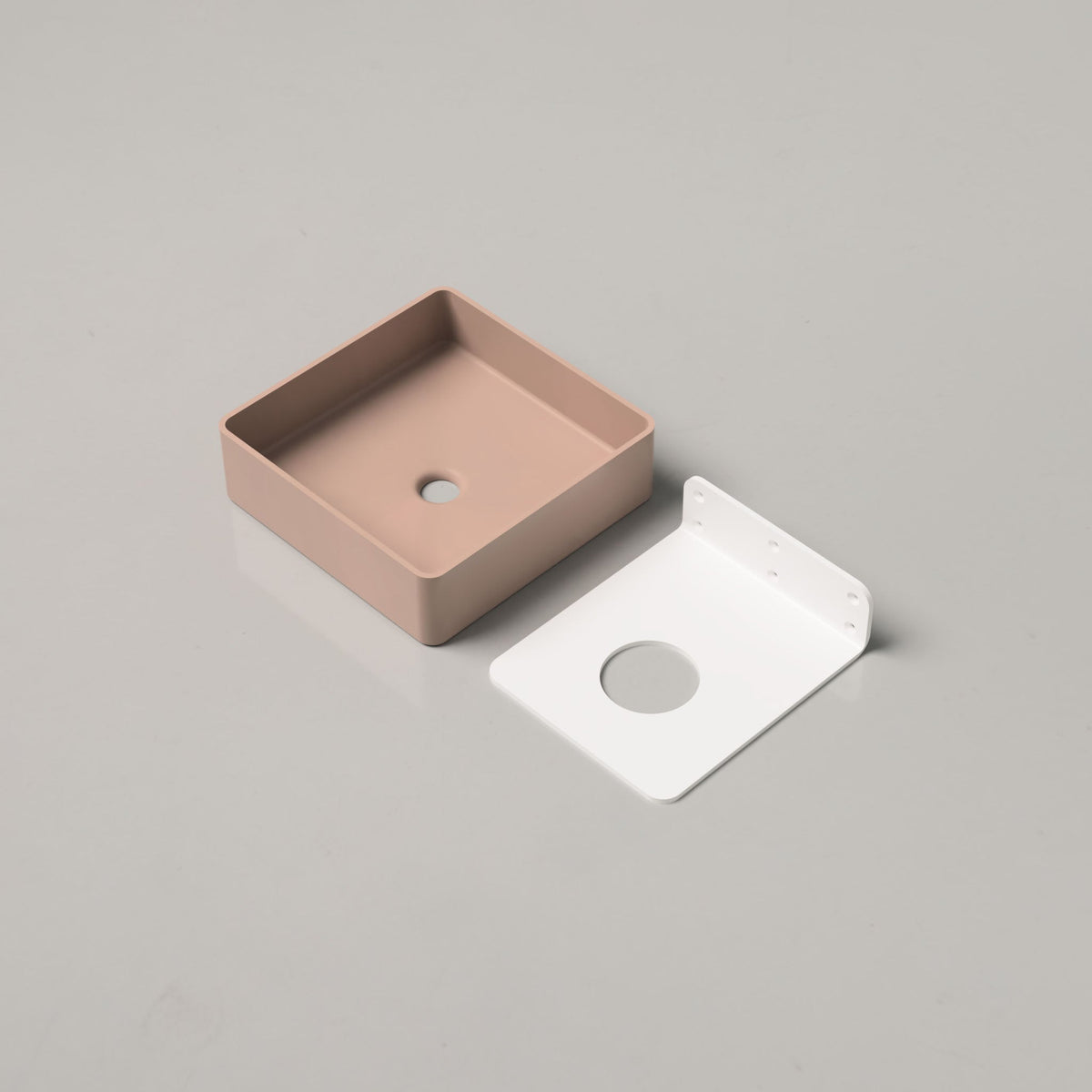 Nood Co Vesl Square Concrete Basin in Blush Pink | Nood Co