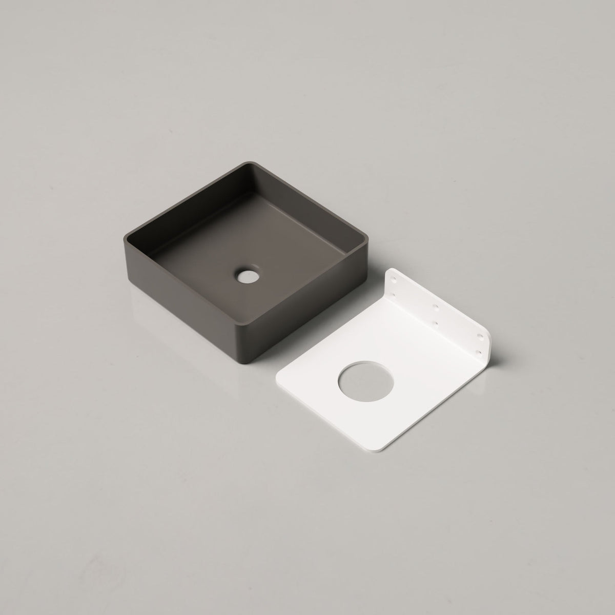Nood Co Vesl Square Concrete Basin in Mid Tone Grey | Nood Co