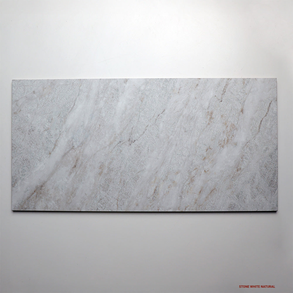 Blend Stone Porcelain Floor and Wall Tile in White, Natural finish