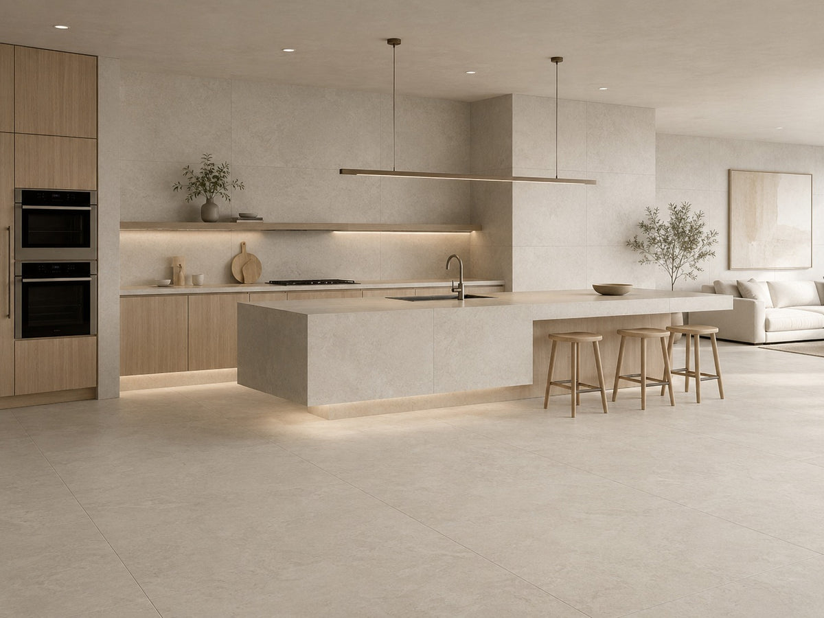 Builders Range Silver Travertine Look Porcelain Tile