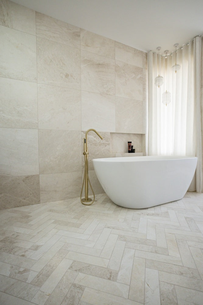 Bianco Chiaro Honed Marble Indoor Floor and Wall Tile in Bianca Chiaro