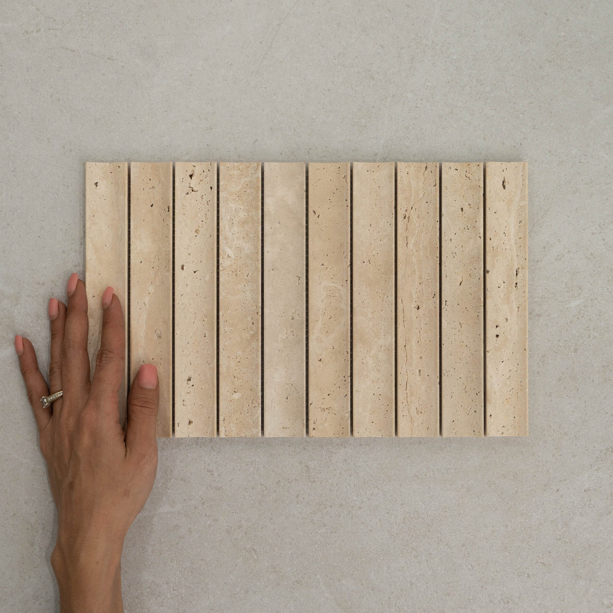 Apollo Natural Stone Concave Mosaic in Navona, Honed finish