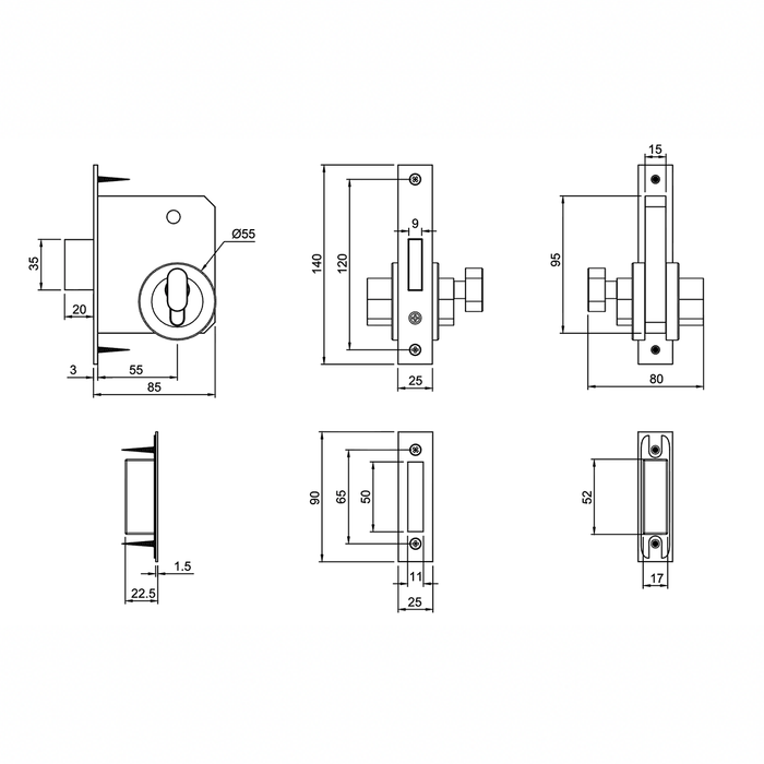 Mortice Lock in Aged Bronze | Zephra #Finish_Aged Bronze