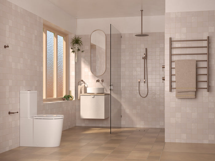 Liano II Heated Towel Ladder in Brushed Nickel | Caroma #Colour_Brushed Nickel