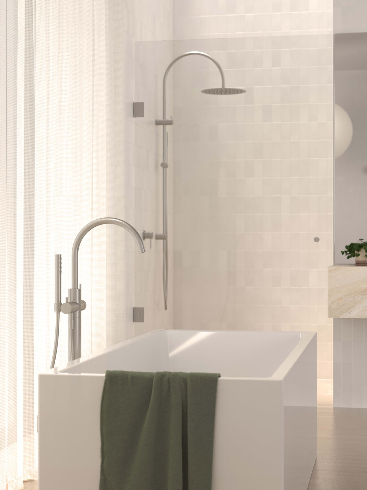 Liano II Freestanding Bath Filler with Hand Shower Complete Kit in Chrome | Caroma