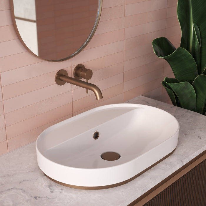 Liano II 175mm Wall Basin/Bath Mixer - 2 x Round Cover Plates in Brushed Bronze | Caroma #Colour_Brushed Bronze