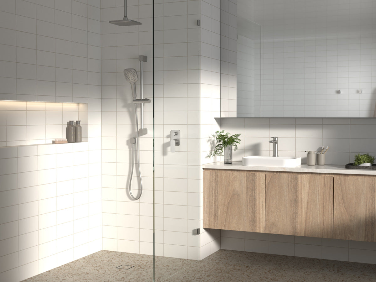 Urbane II Rail Shower with 200mm Overhead in Brushed Nickel | Caroma