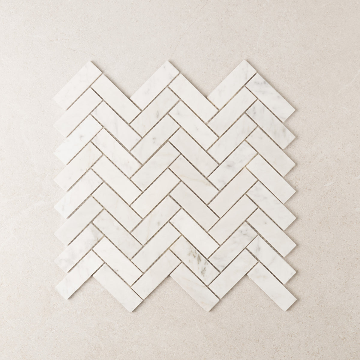 Carrara Herringbone Marble Mosaic | Tumbled & Honed Natural Stone