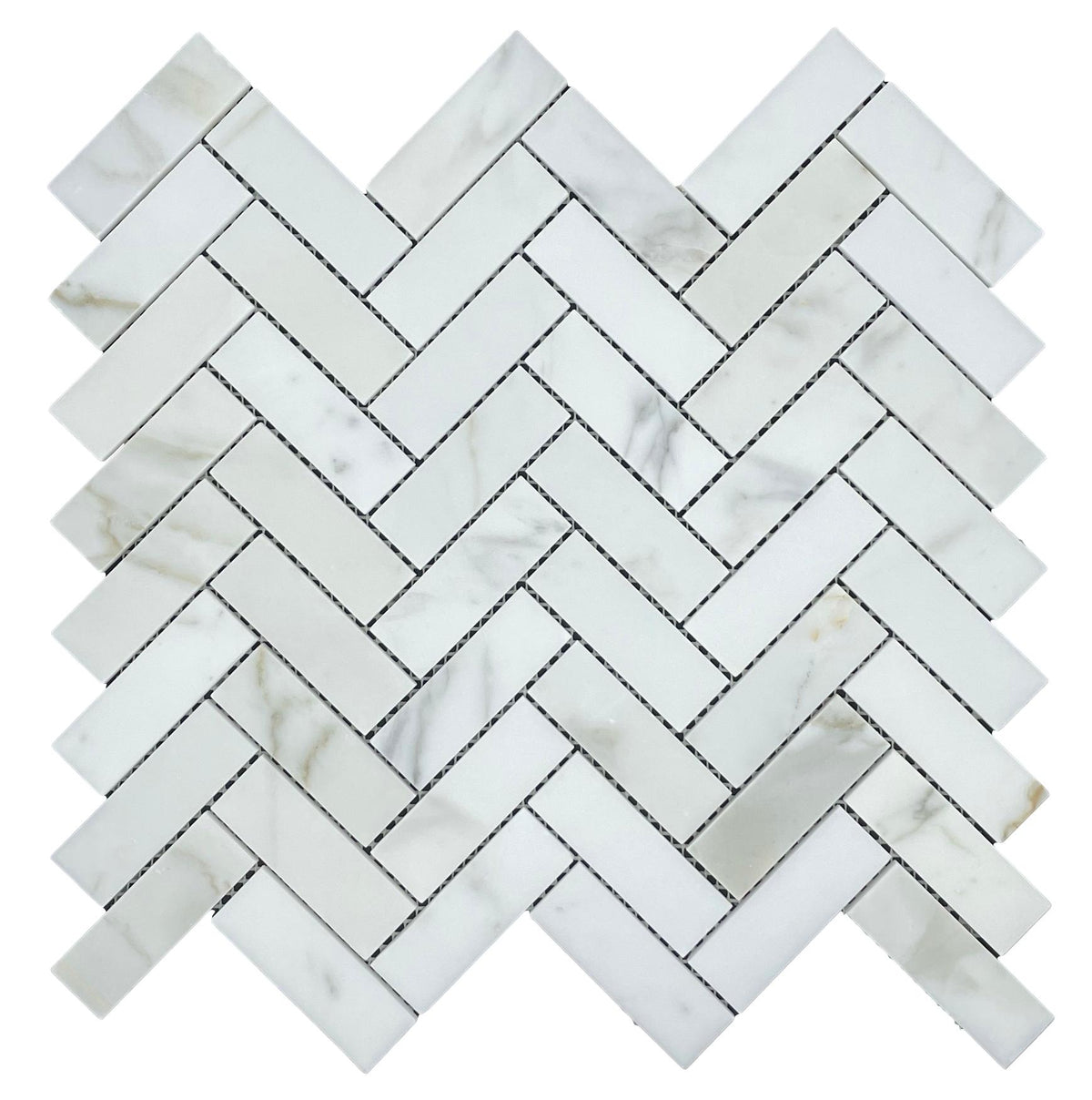 Calacatta Herringbone Marble Mosaic | Honed Natural Stone