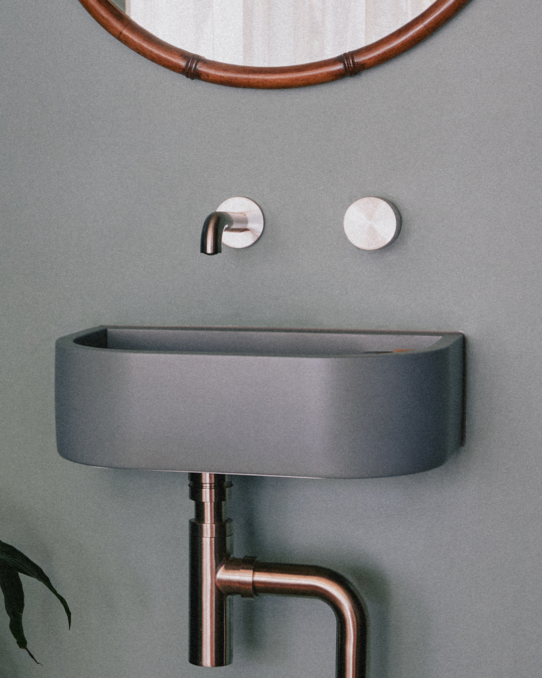 Nood Co Loop 01 Concrete Basin, installed in a finished bathroom