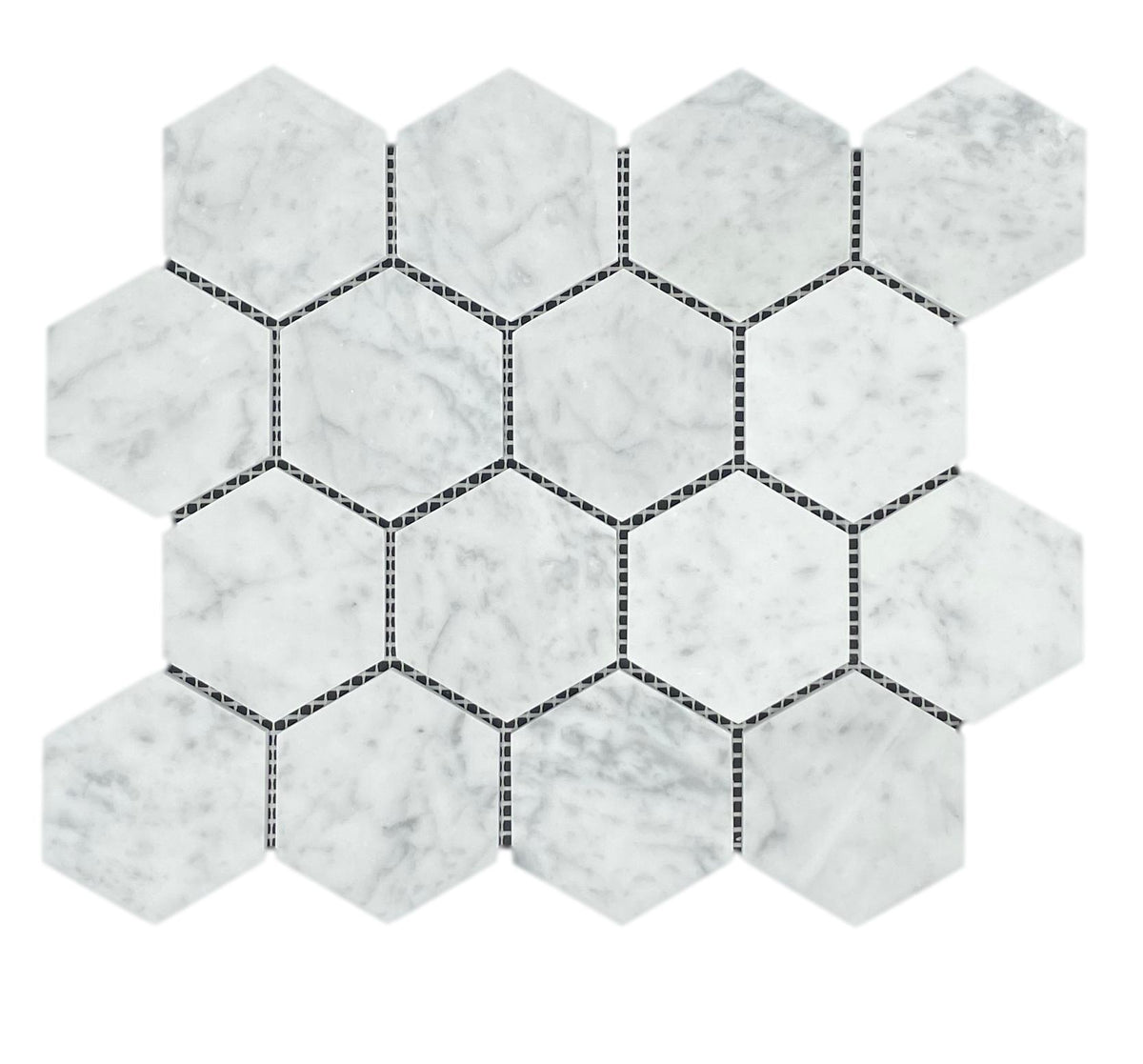 Carrara Hexagon Marble Mosaic | Tumbled & Honed Natural Stone