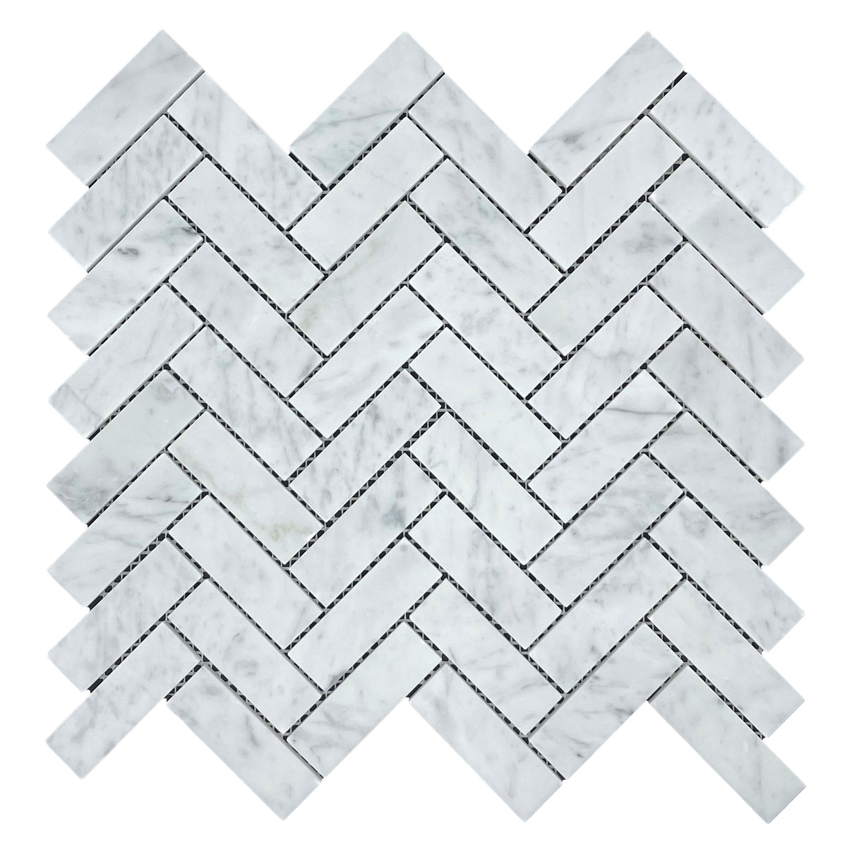 Carrara Herringbone Marble Mosaic | Tumbled & Honed Natural Stone
