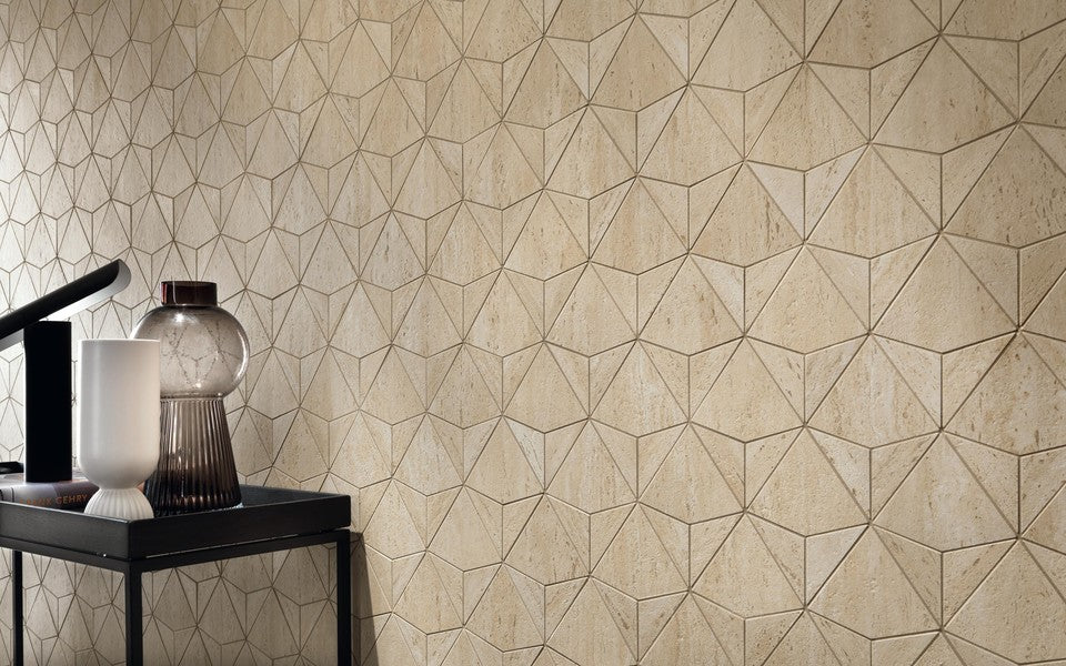 Atlas Concorde Marvel Travertine Sand Origami porcelain tile