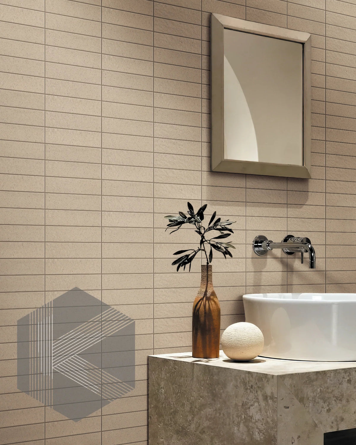 Kazoku Sabi matt-glazed porcelain Japanese mosaic tile