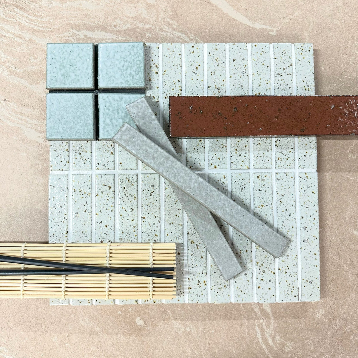 Kazoku handcrafted Japanese mosaic tiles in a finished interior