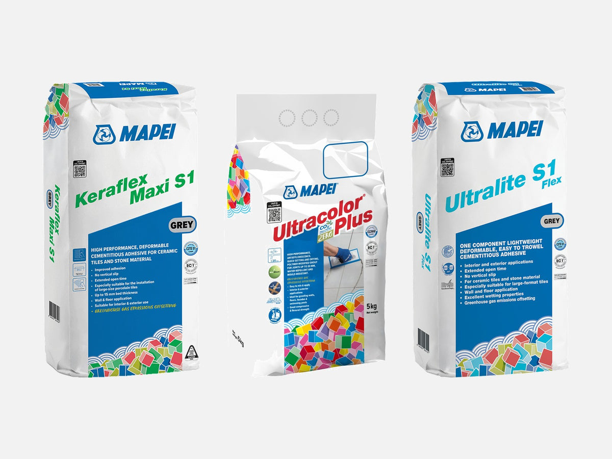 Mapei - Keraflex Maxi S1, Ultracolor Plus grout and Ultralite S1 Flex