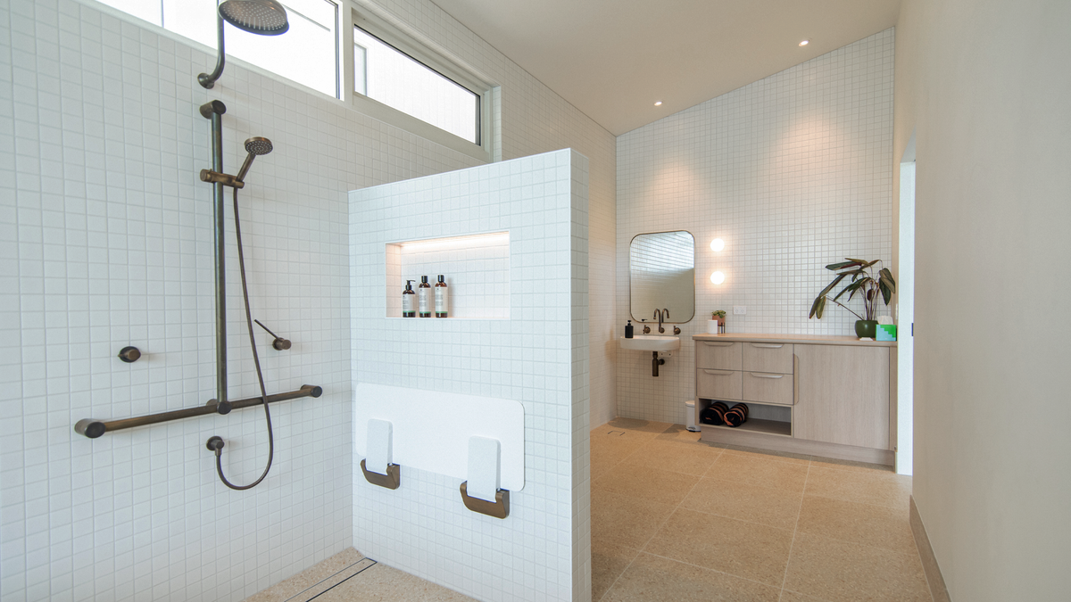 Nood Co Shelf Oval Concrete Basin installed in a finished bathroom (2)