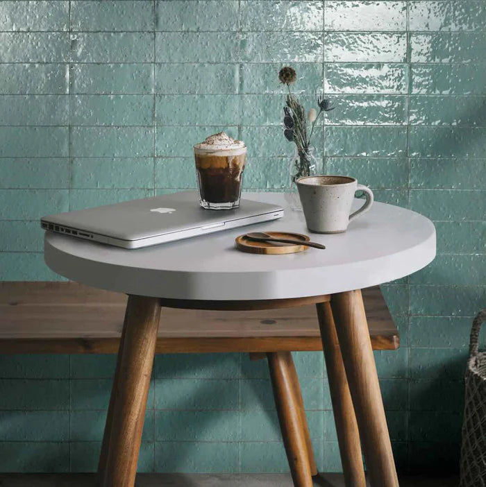Glace Porcelain Wall Tile | Gloss Handmade Look Splashback Tile in Avio, Bianco, Blu, Mastice, Muschio & Turchese