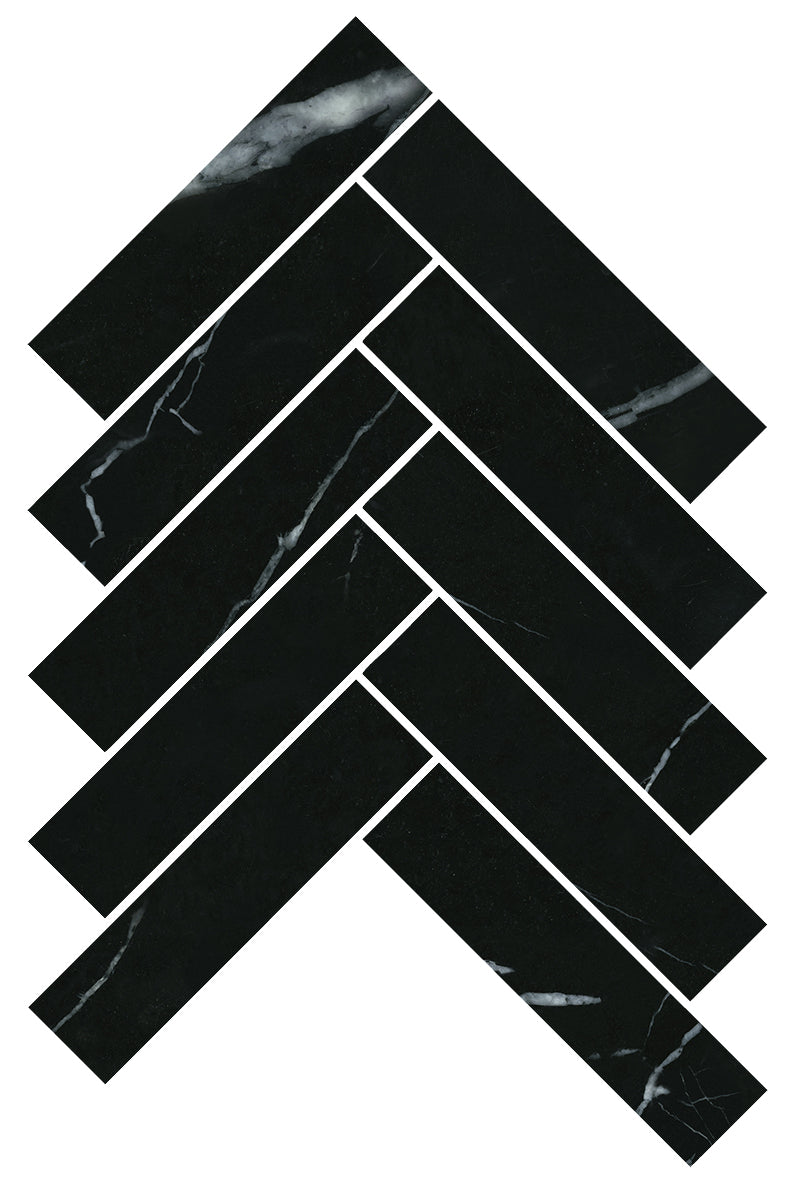 Artemis Herringbone Honed Marble Mosaic 35x150