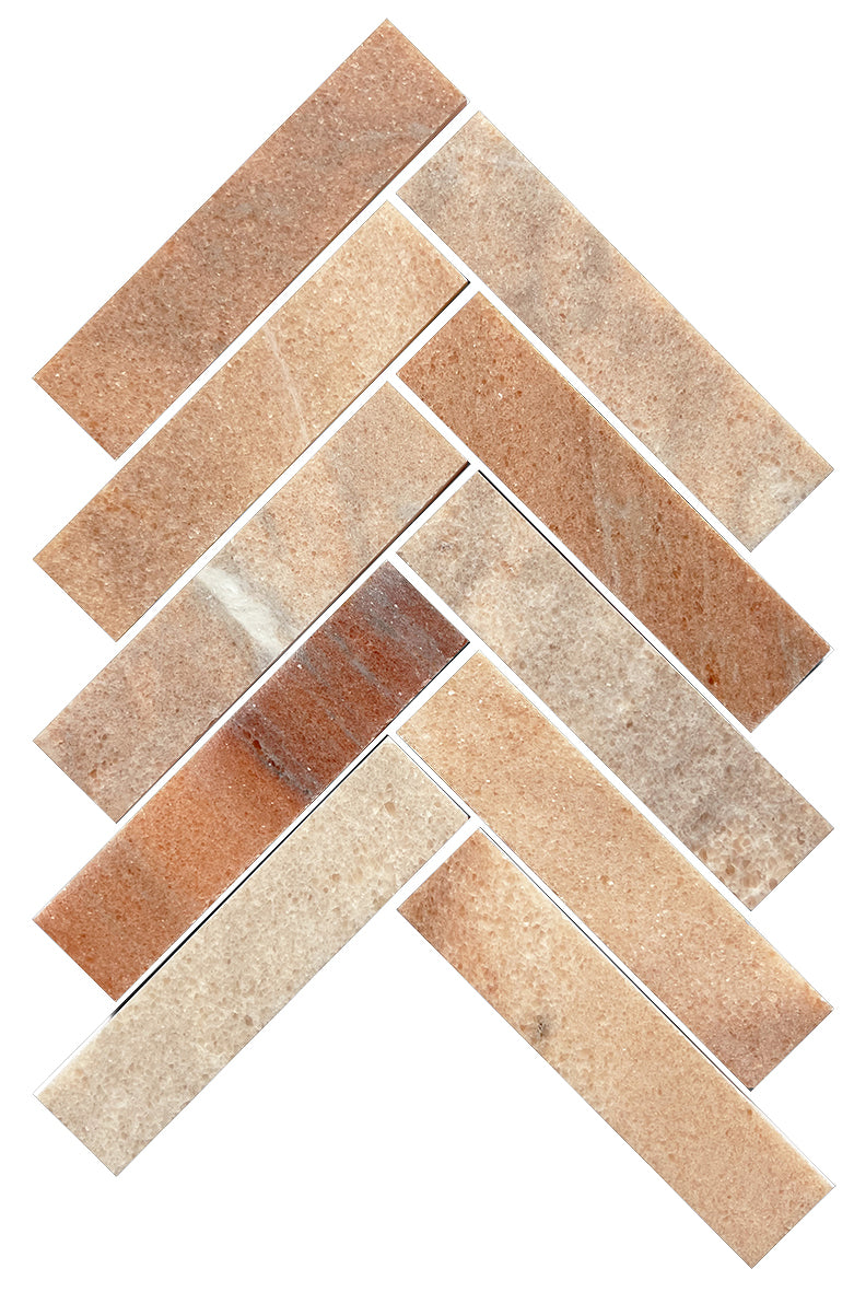 Artemis Herringbone Honed Marble Mosaic 35x150