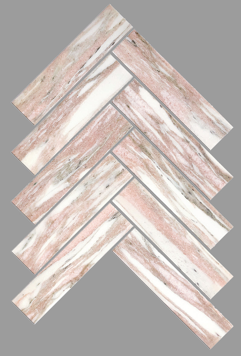Artemis Herringbone Honed Marble Mosaic 35x150