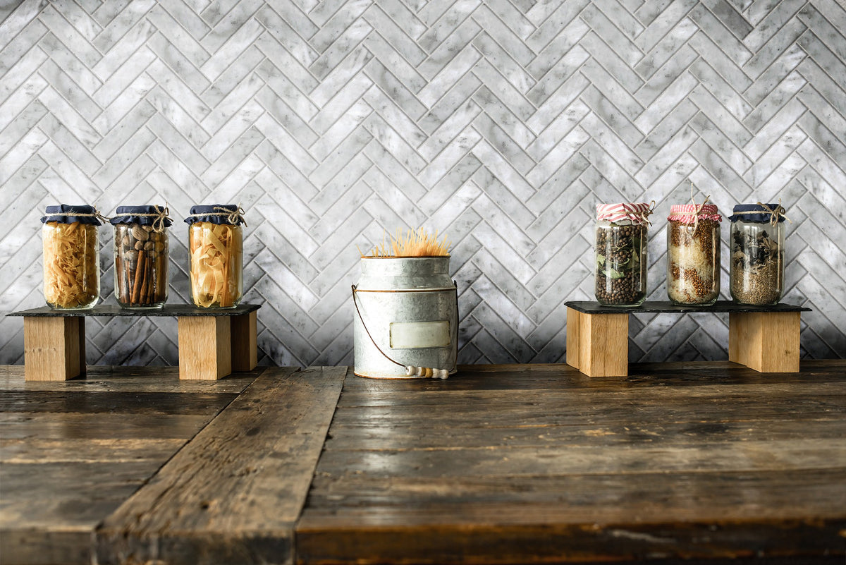 Artemis Herringbone Honed Marble Mosaic 35x150
