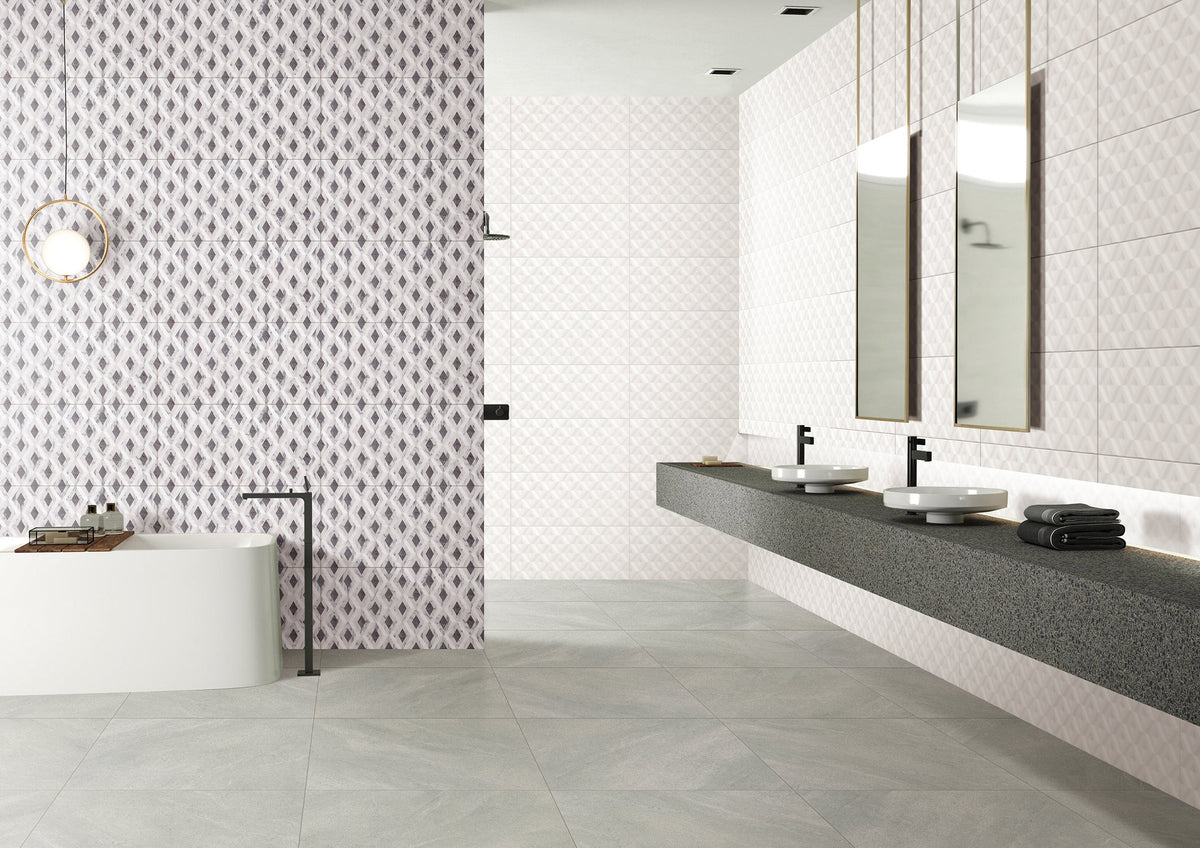Winter Structured Gloss White Wall Tile 300x600