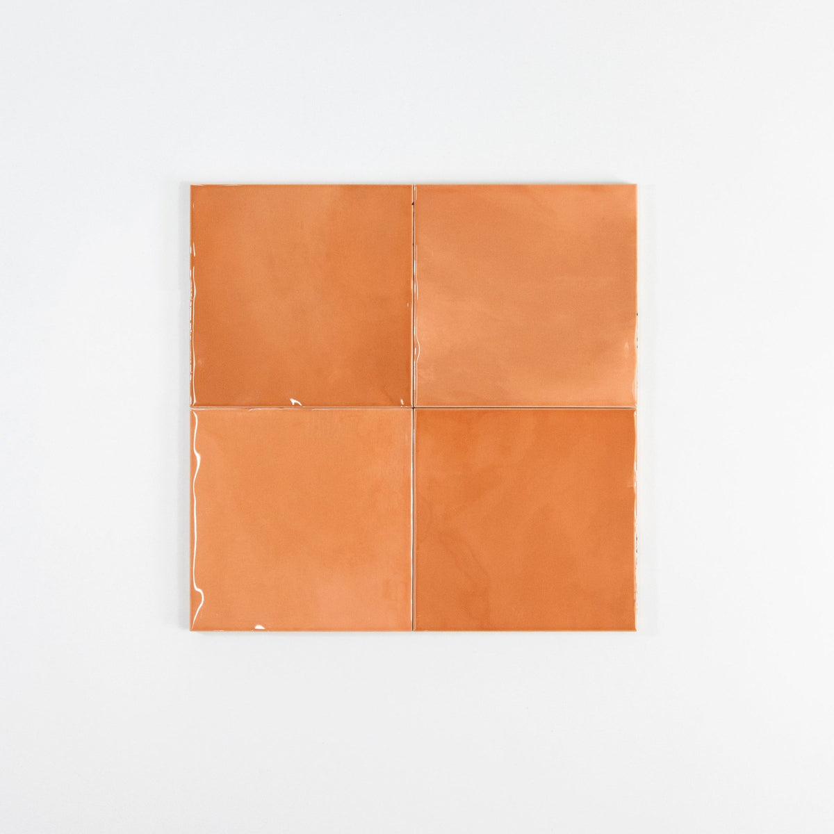 Gouache Mandarine ceramic wall tile, 155 x 155, four tiles