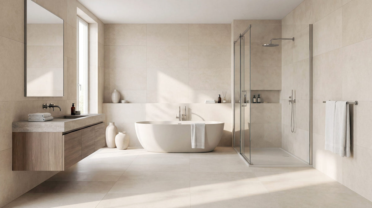 Gravita Lab Light porcelain tile room setting