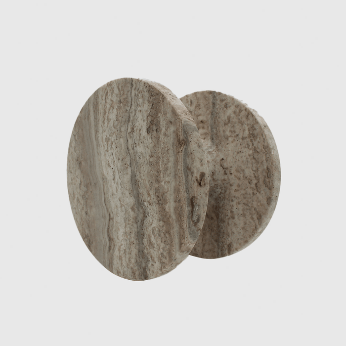 Stone Circular Front Door Entry Pull in Silver Travertine | Zephra #Finish_Silver Travertine