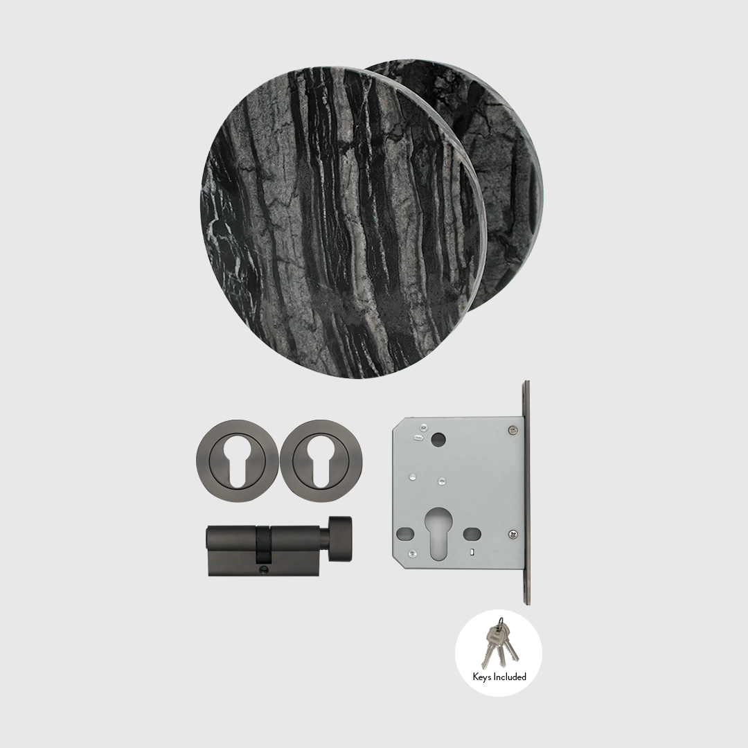 Lock & Entry Door Package in Silver Wave Marble | Zephra