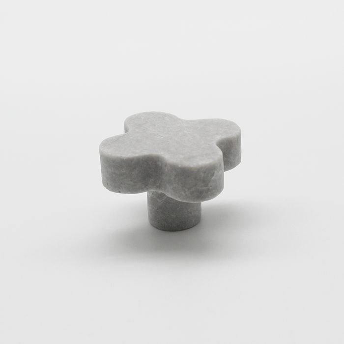 Stone Clover Shower Screen Knob in Hermes Grey Marble | Zephra #Finish_Hermes Grey Marble