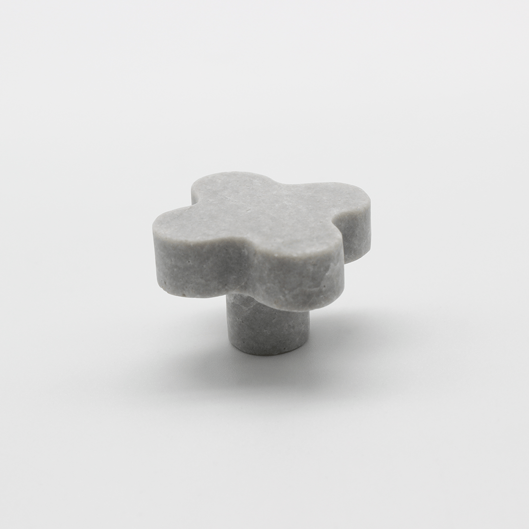 Stone Clover Cabinet Knob in Hermes Grey Marble | Zephra