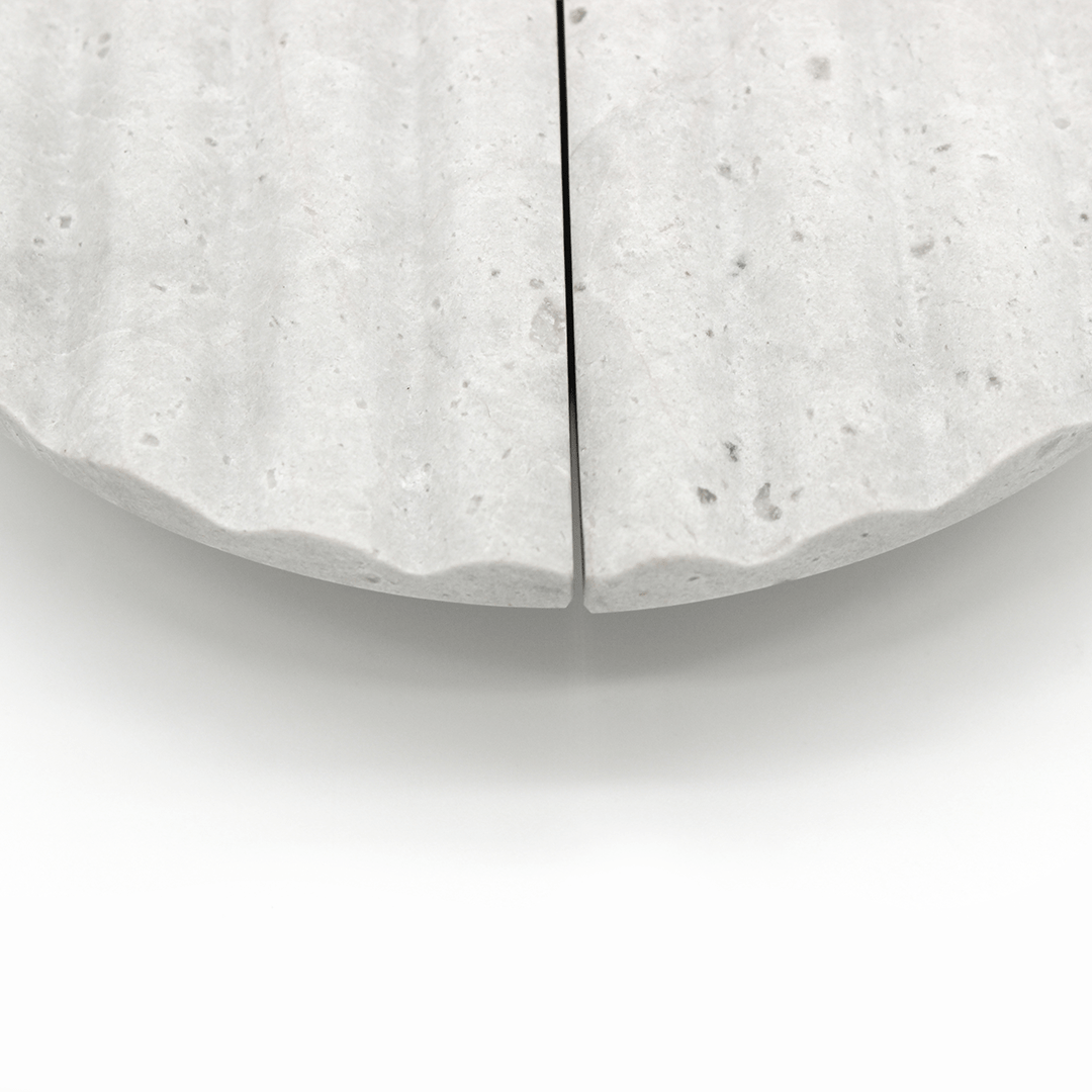 Stone Fluted Circular Cabinet Pull in Hermes Grey Marble | Zephra