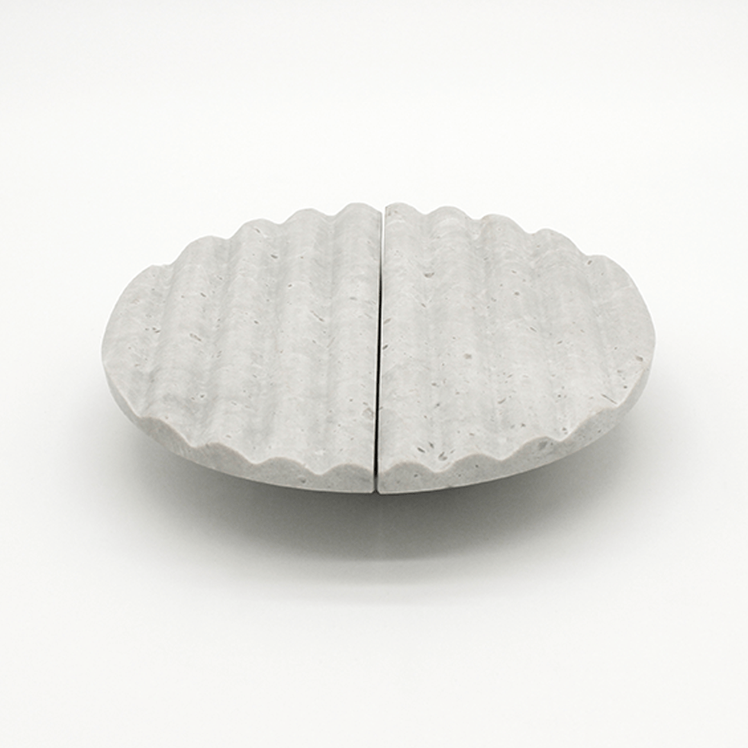Stone Fluted Circular Cabinet Pull in Hermes Grey Marble | Zephra