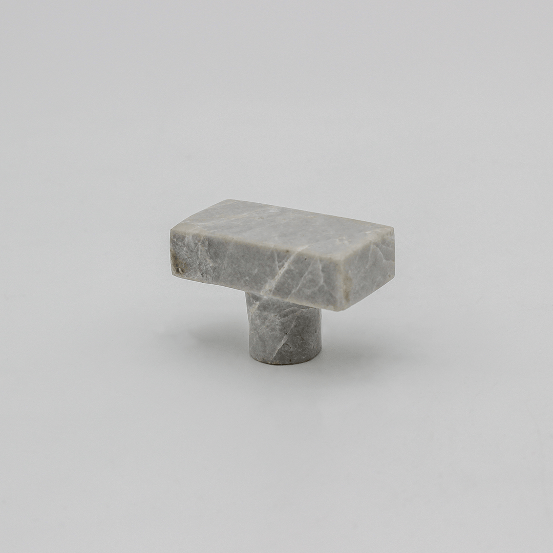 Stone Rectangular Cabinet Knob in Hermes Grey Marble | Zephra