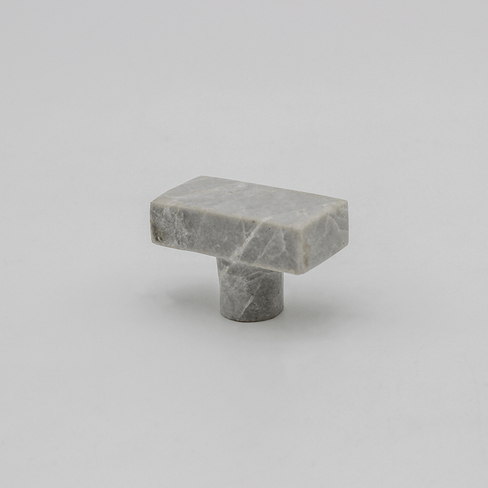 Stone Rectangular Cabinet Knob in Hermes Grey Marble | Zephra #Finish_Hermes Grey Marble