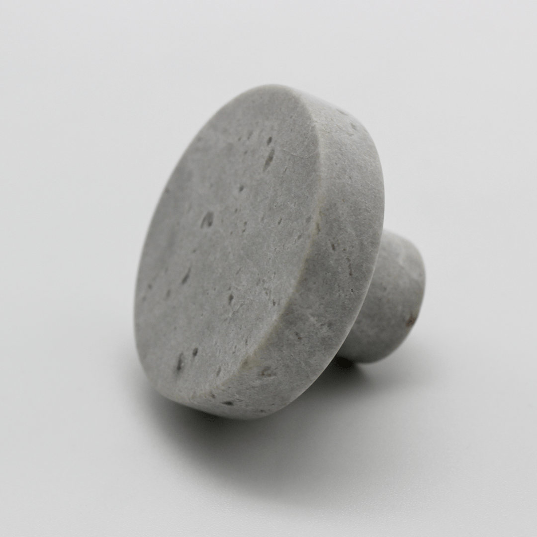 Stone Round Shower Screen Knob in Hermes Grey Marble | Zephra