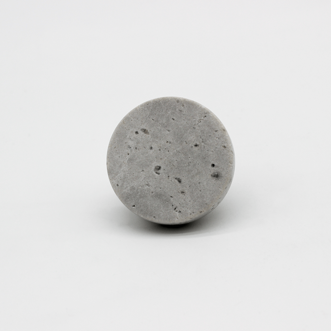 Stone Round Shower Screen Knob in Hermes Grey Marble | Zephra