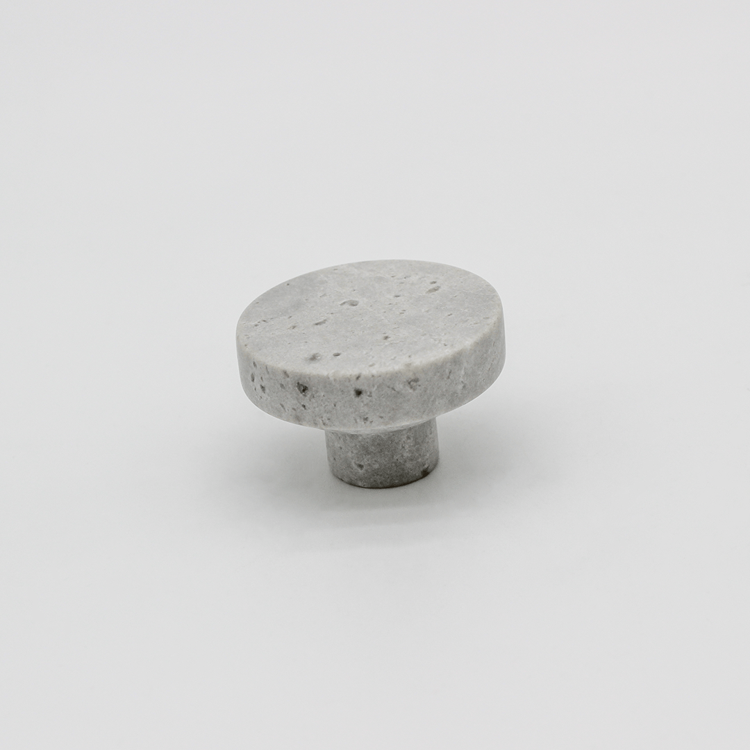 Stone Round Cabinet Knob in Hermes Grey Marble | Zephra