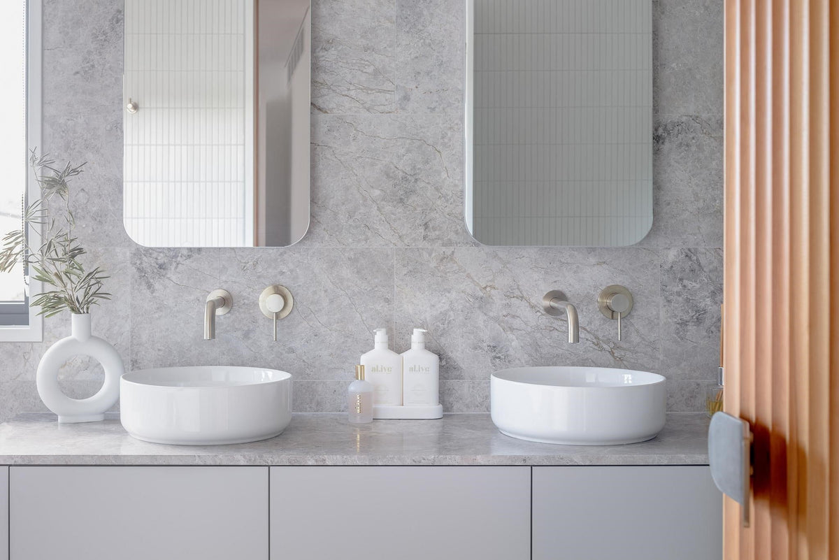 Universal Round Curved Spout in Brushed Nickel | Meir